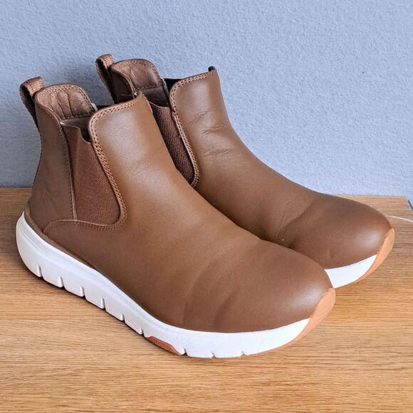 KURU FLEX Astra Womens 9.5 Brown Leather Chelsea Boots Comfort Arch Support - Picture 1 of 10